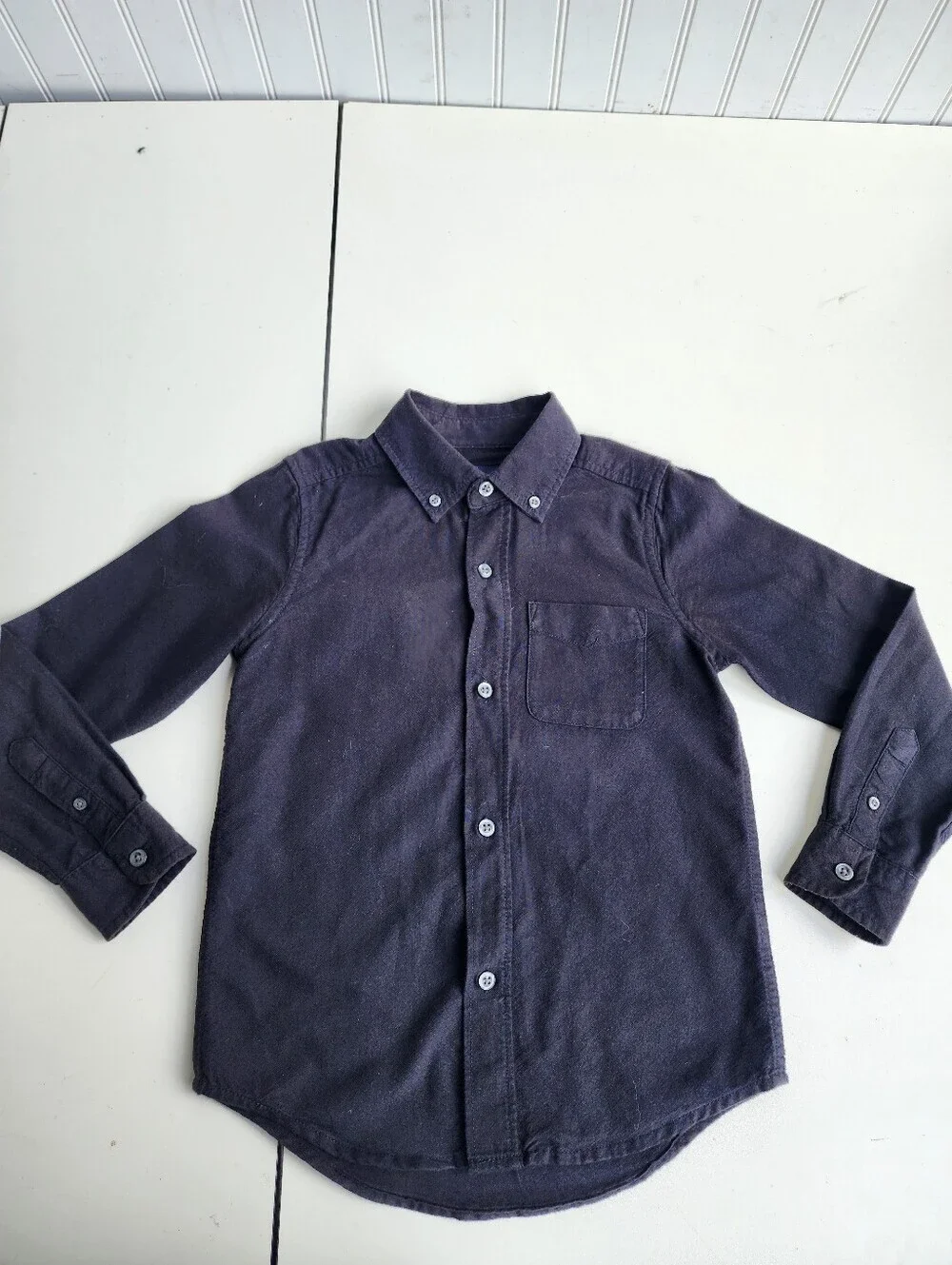 The Children's Place Boys Black Long Sleeve Oxford Shirt Cotton S 5/6